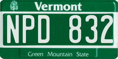 VT license plate NPD832