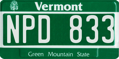 VT license plate NPD833