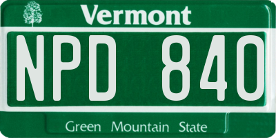 VT license plate NPD840