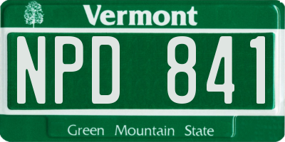 VT license plate NPD841