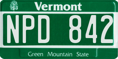 VT license plate NPD842
