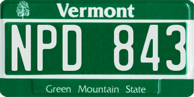 VT license plate NPD843