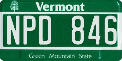 VT license plate NPD846