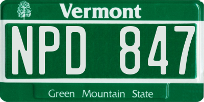 VT license plate NPD847