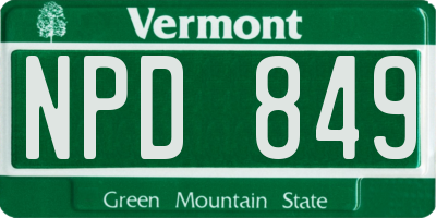 VT license plate NPD849