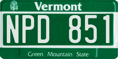 VT license plate NPD851