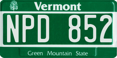 VT license plate NPD852