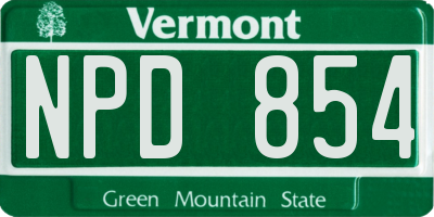VT license plate NPD854