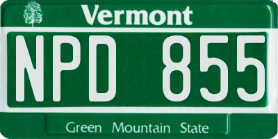 VT license plate NPD855