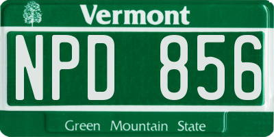 VT license plate NPD856