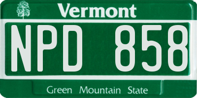 VT license plate NPD858