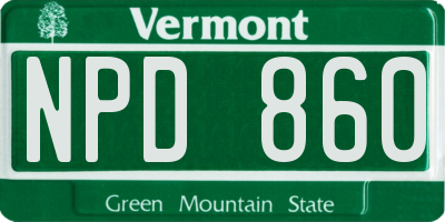 VT license plate NPD860
