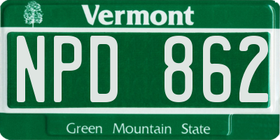 VT license plate NPD862