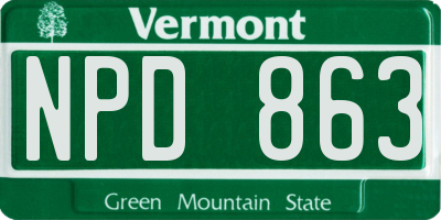 VT license plate NPD863