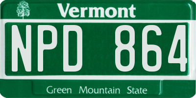 VT license plate NPD864