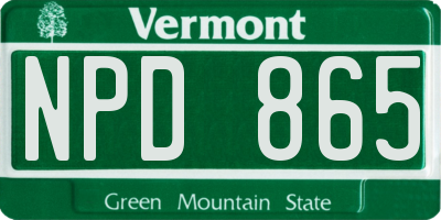 VT license plate NPD865