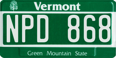 VT license plate NPD868