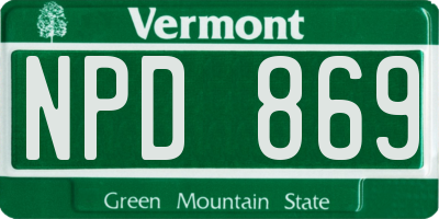 VT license plate NPD869