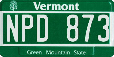 VT license plate NPD873