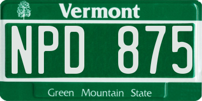 VT license plate NPD875