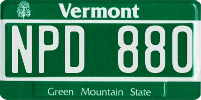 VT license plate NPD880