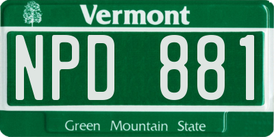 VT license plate NPD881