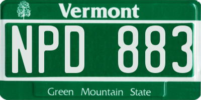 VT license plate NPD883