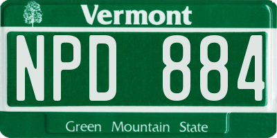VT license plate NPD884