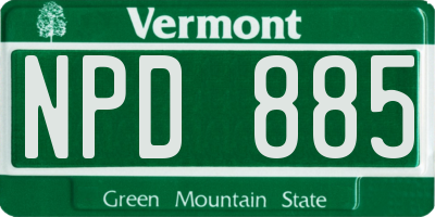 VT license plate NPD885