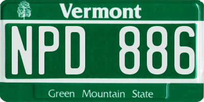 VT license plate NPD886