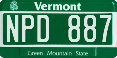VT license plate NPD887