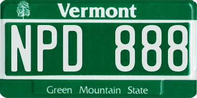 VT license plate NPD888