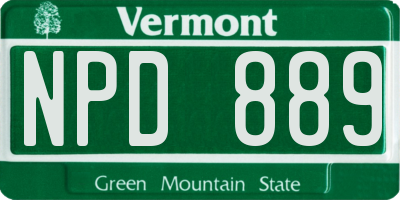 VT license plate NPD889