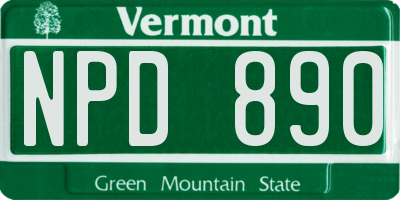 VT license plate NPD890