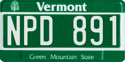 VT license plate NPD891