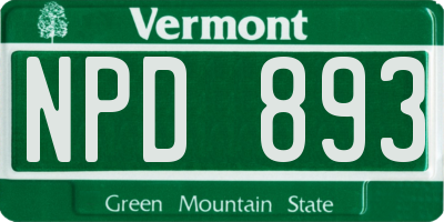 VT license plate NPD893