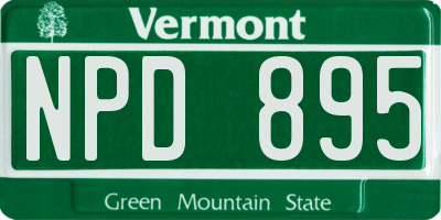 VT license plate NPD895