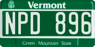 VT license plate NPD896