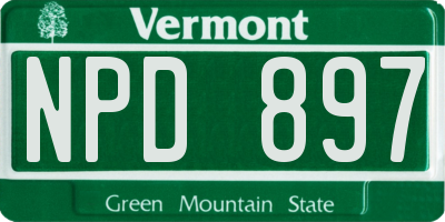 VT license plate NPD897