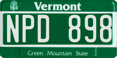 VT license plate NPD898