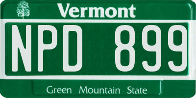 VT license plate NPD899