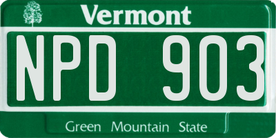 VT license plate NPD903