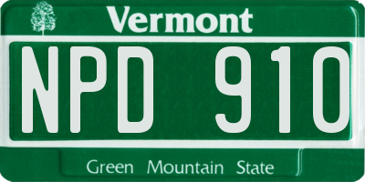 VT license plate NPD910