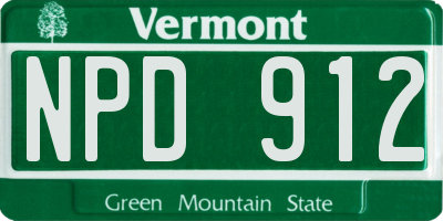 VT license plate NPD912