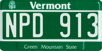 VT license plate NPD913