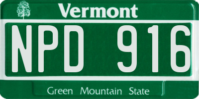VT license plate NPD916