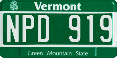 VT license plate NPD919