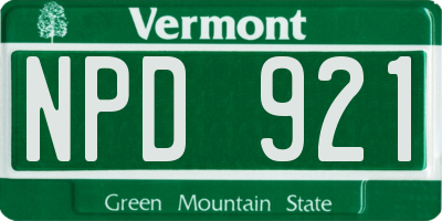 VT license plate NPD921