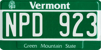 VT license plate NPD923