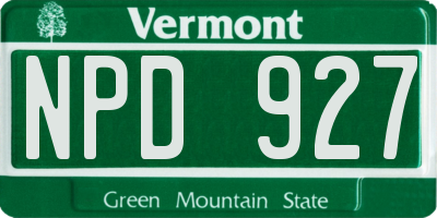 VT license plate NPD927